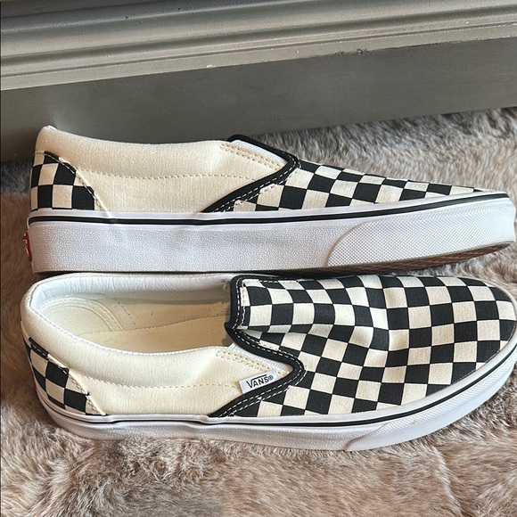 Vans Black and White Checkered Slip-On Sneakers - Picture 6 of 11
